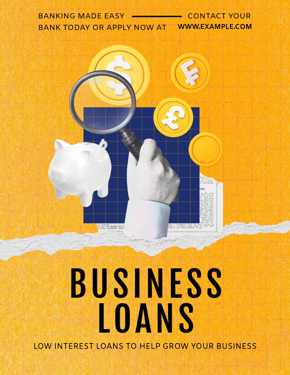 Business loan, editable flyer and brochure template 