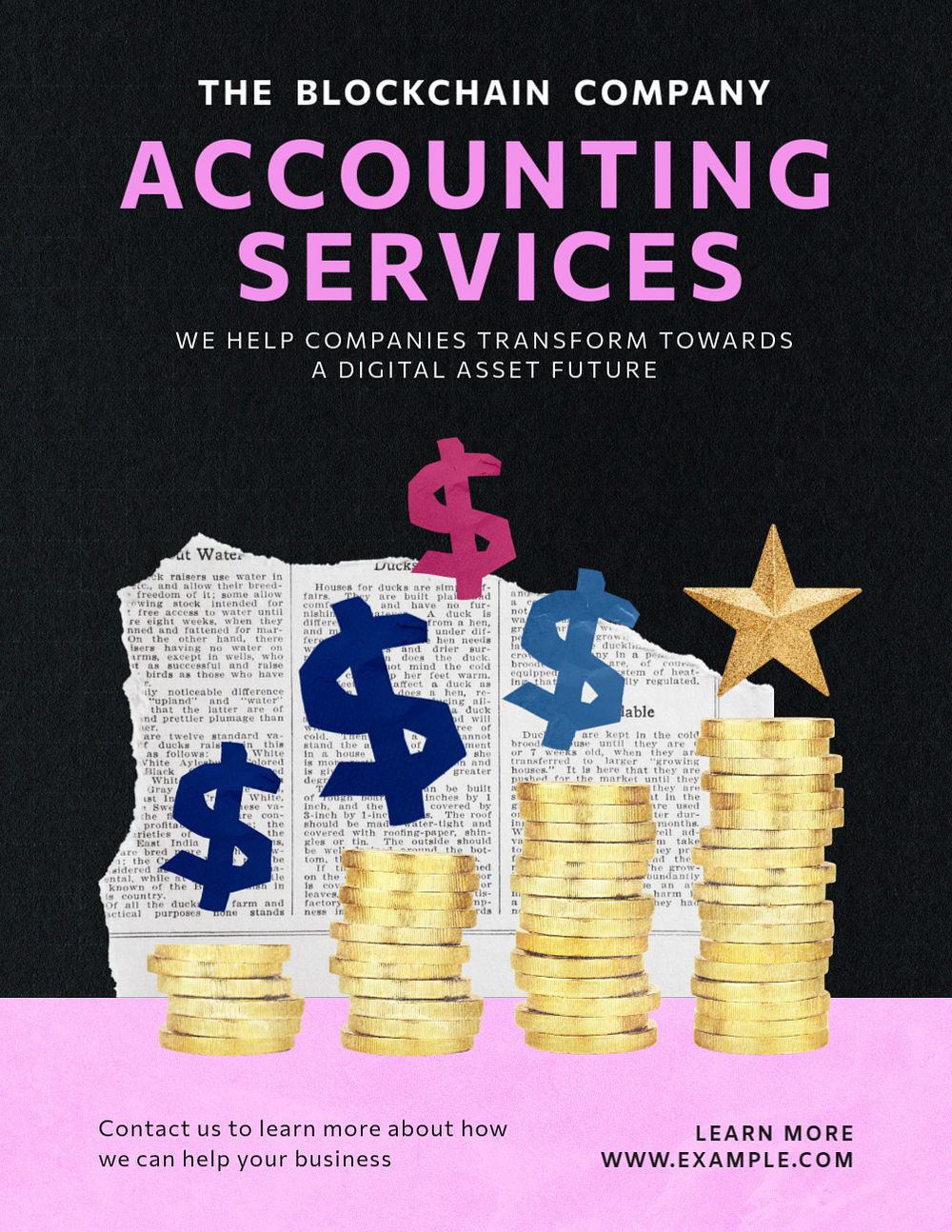 Accounting service, editable flyer and brochure template 