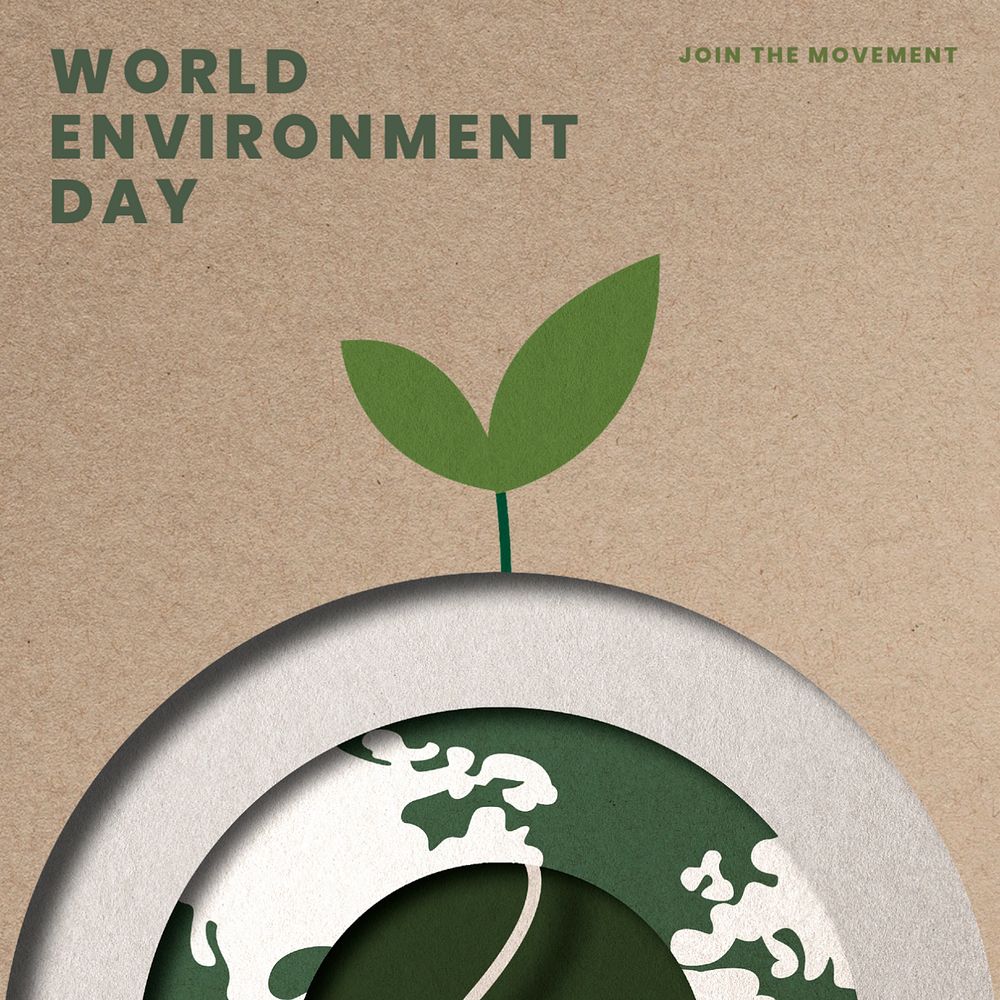 Environment day Instagram post template, editable text