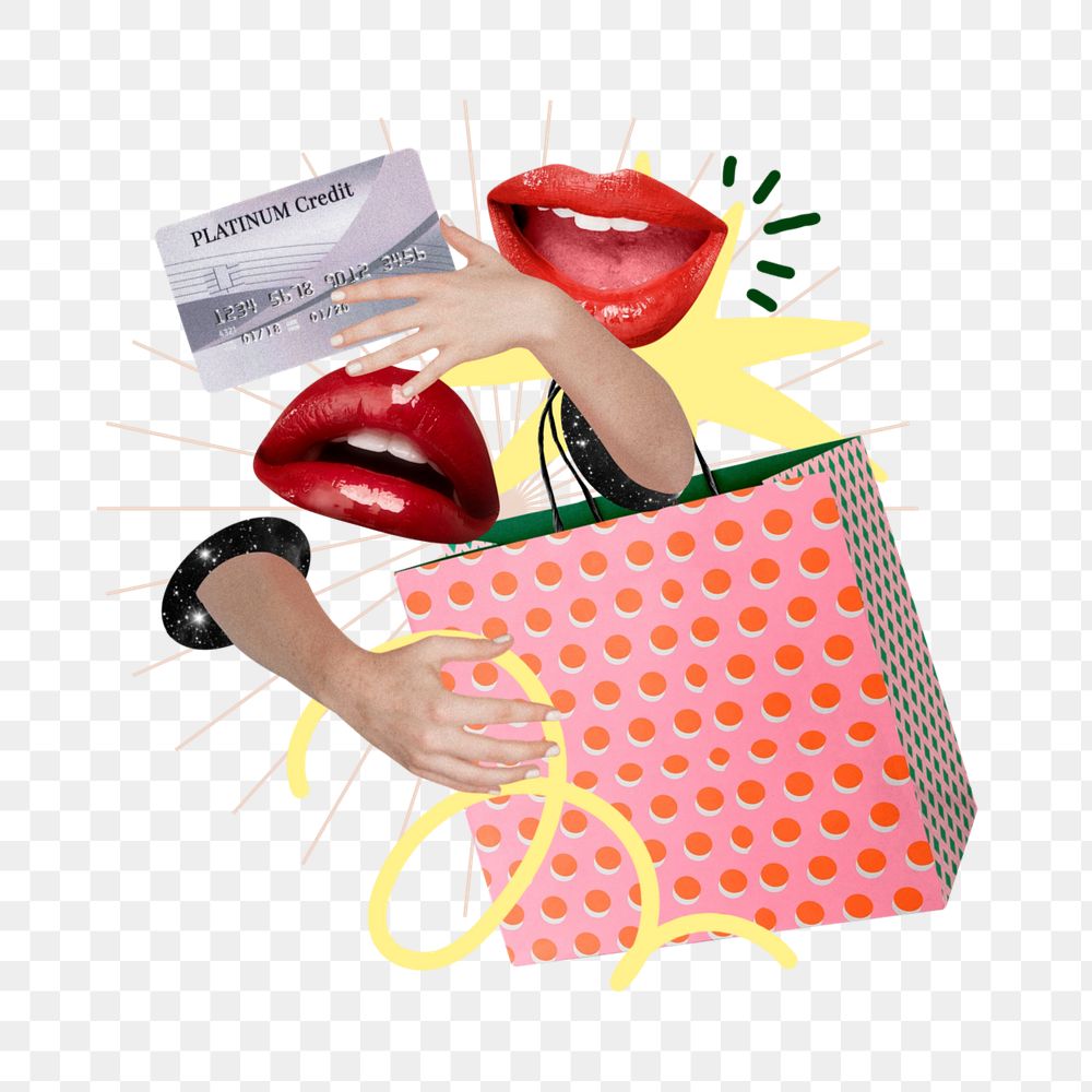 Shopping sticker, editable lifestyle collage element remix