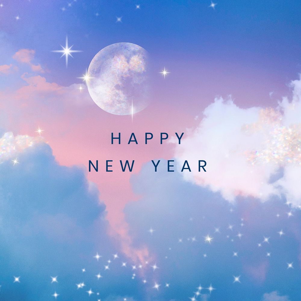 Aesthetic new year Instagram post template, editable design