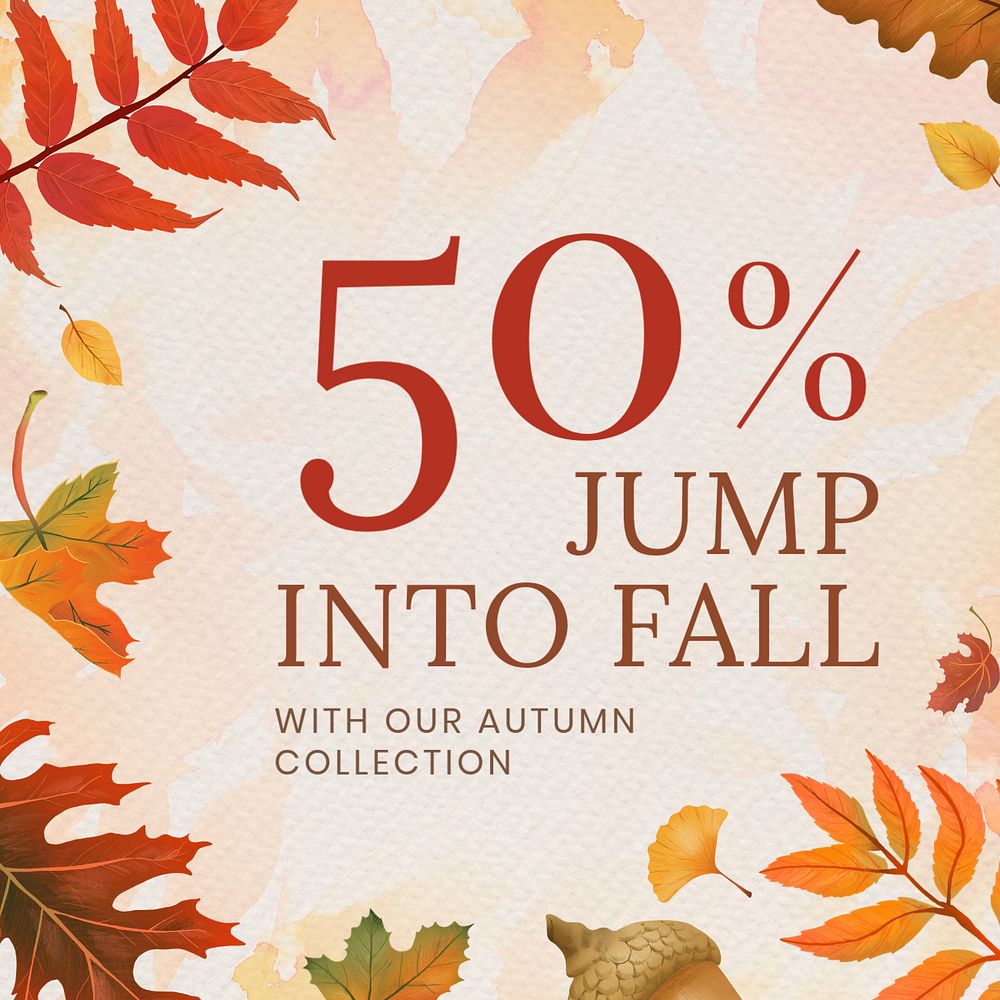 Fall sale Facebook ad template, editable text