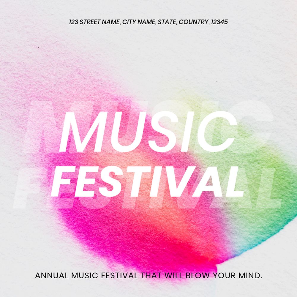 Music festival Instagram post template, customizable abstract design