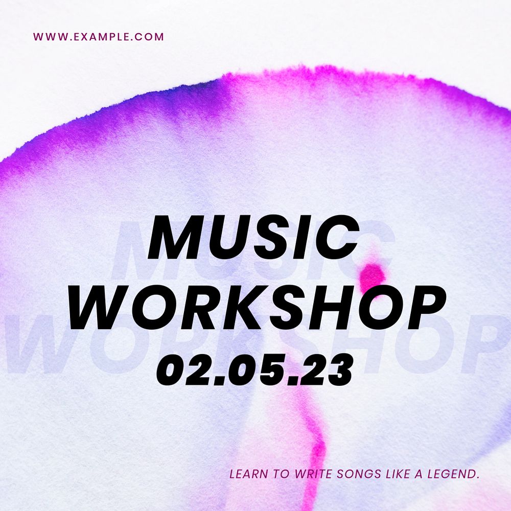 Music workshop Instagram post template, customizable abstract design