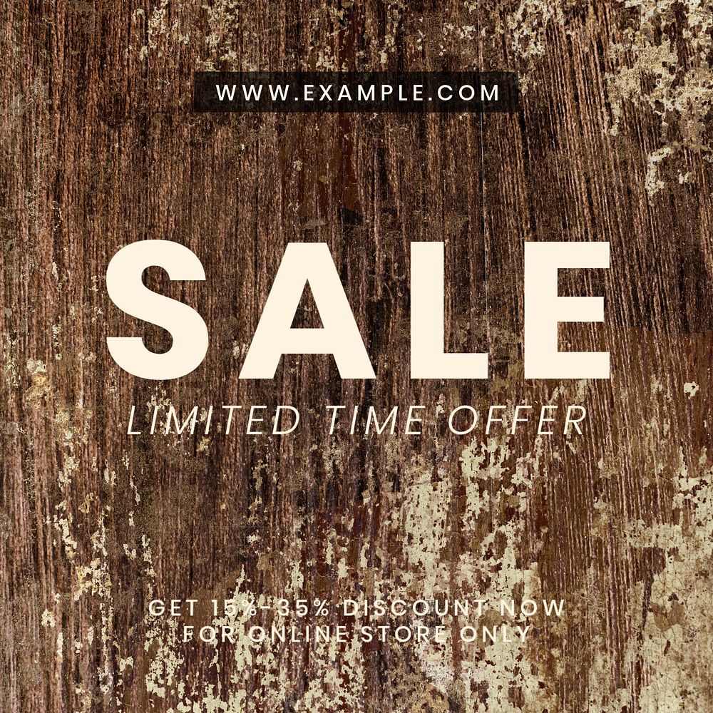 Sale Instagram ad editable template, wood design