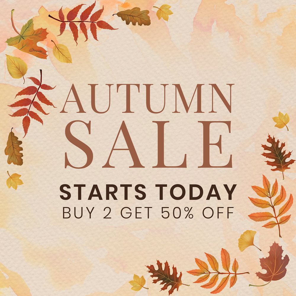 Fall sale Facebook ad template, editable text