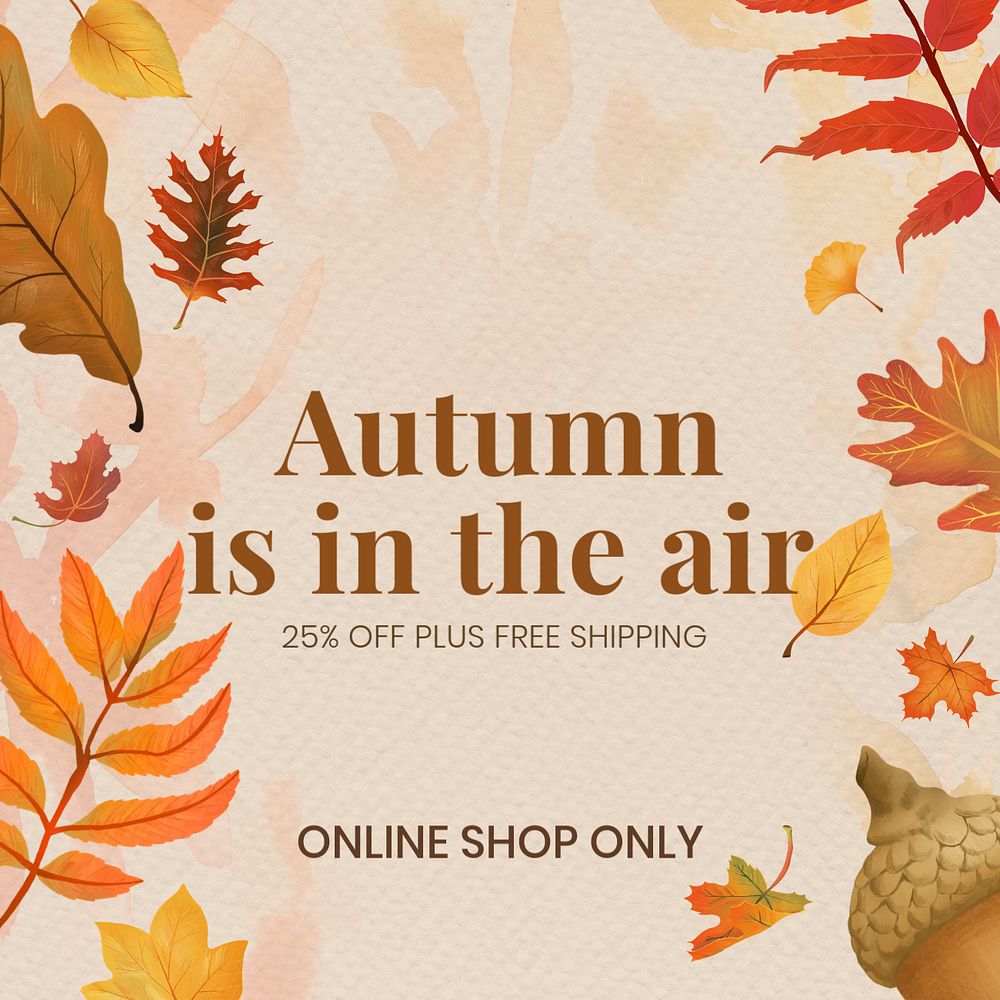 Fall sale Instagram ad template, editable text