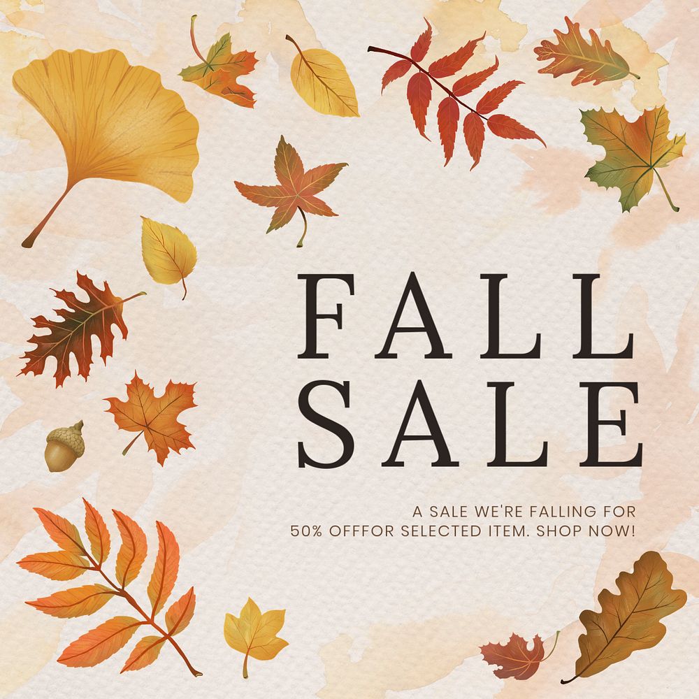 Autumn sale Instagram post template, editable text