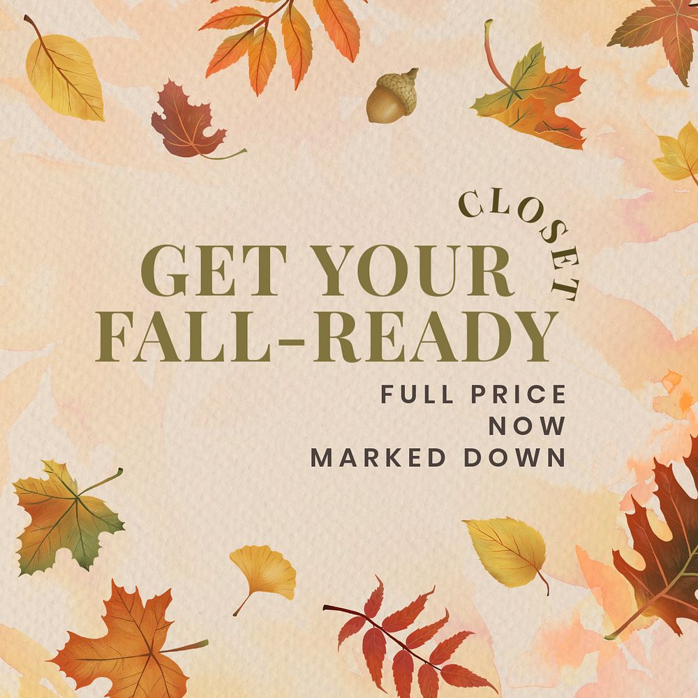 Autumn sale Instagram ad template, editable text