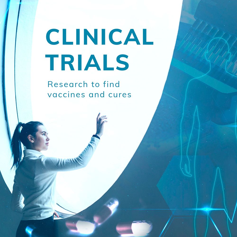 Clinical trials science Facebook post template, editable design