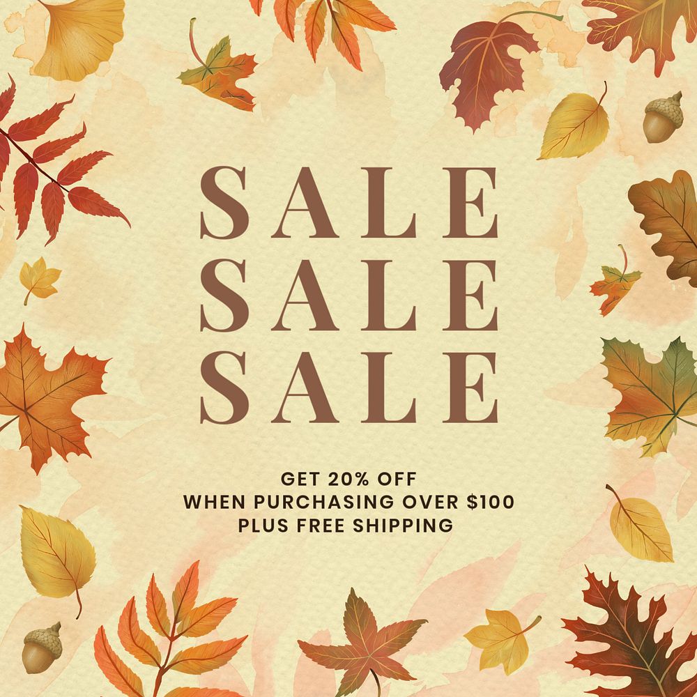 Autumn sale Instagram post template, editable text