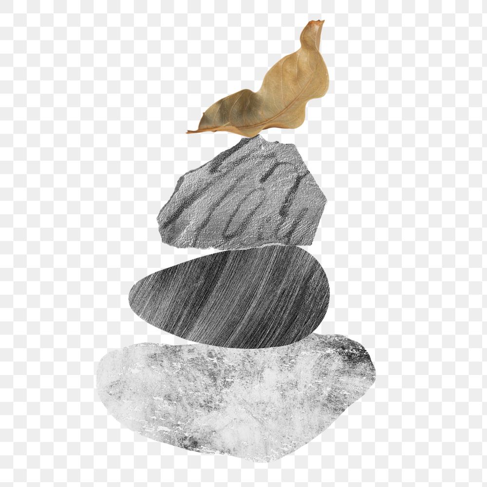 Abstract stones collage element, mindfulness design