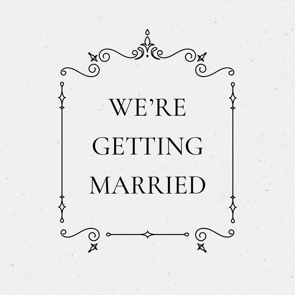 Editable wedding announcement instagram template on white background, we're getting married