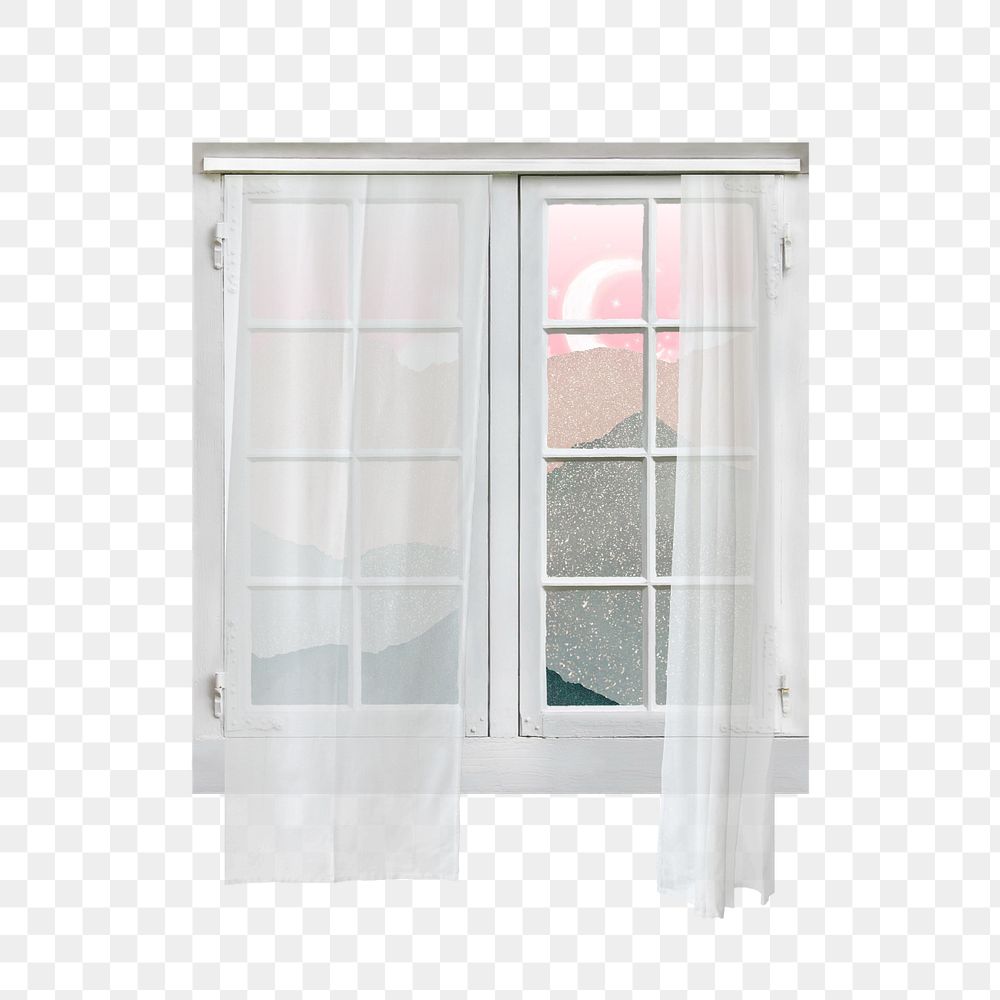 Aesthetic white window collage element