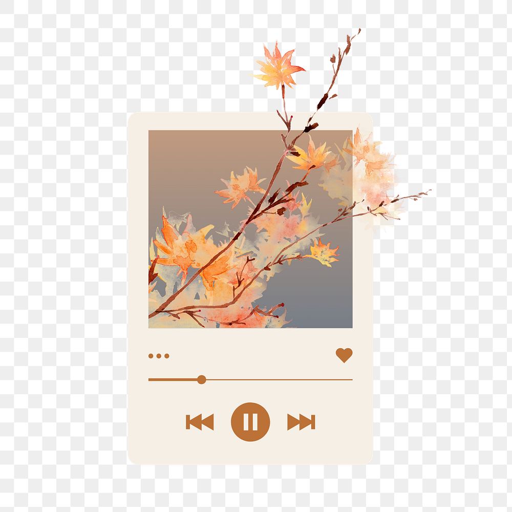 Autumn music playlist, aesthetic collage element