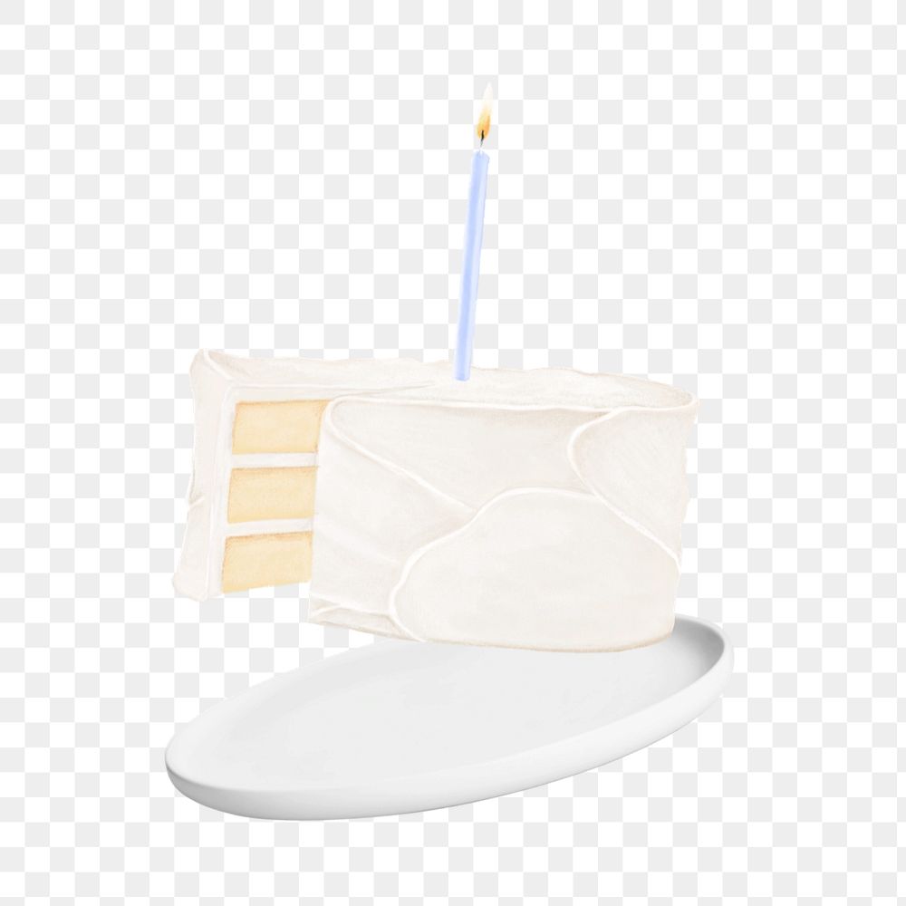 Birthday cake collage element, white design