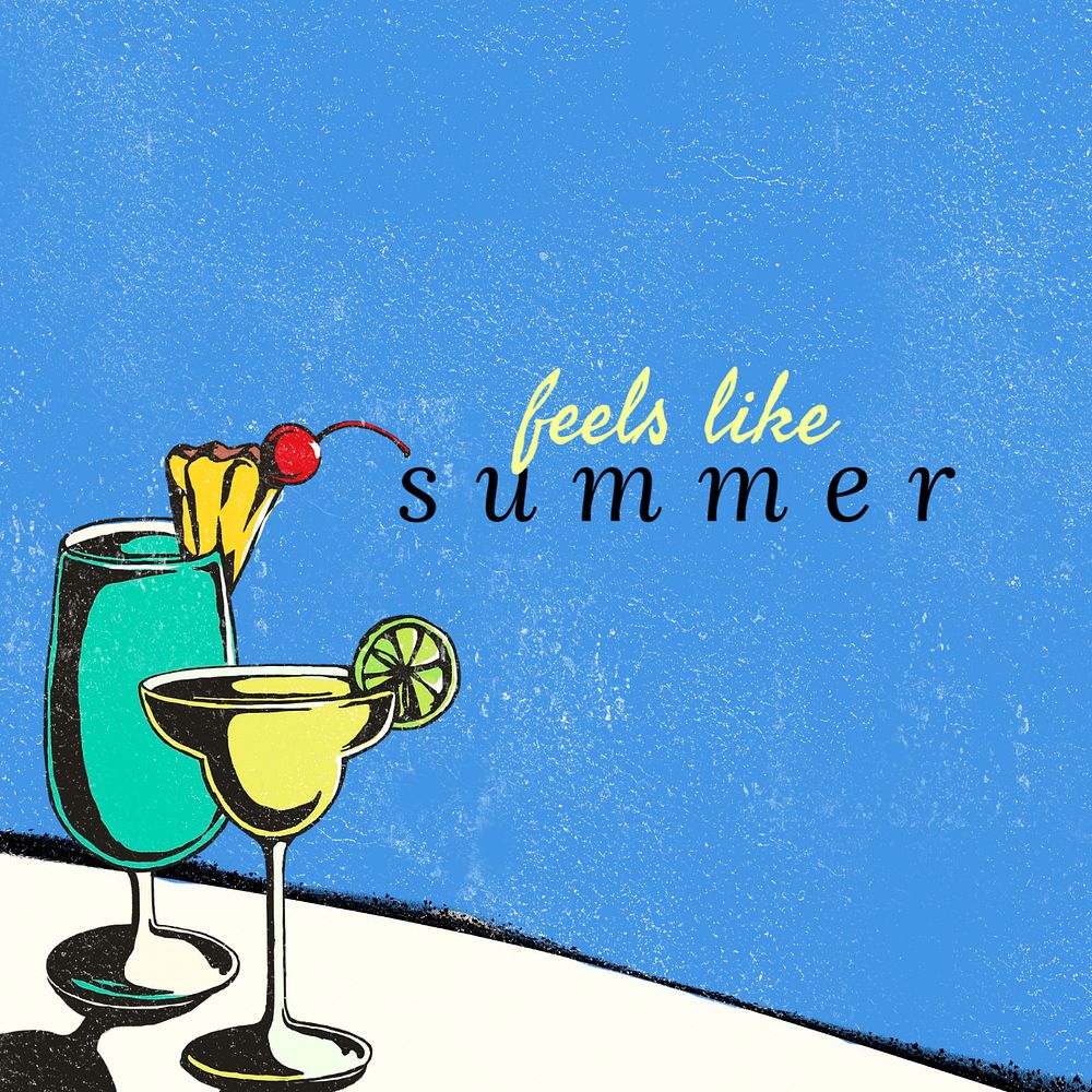 Summer cocktails Instagram post template, editable design