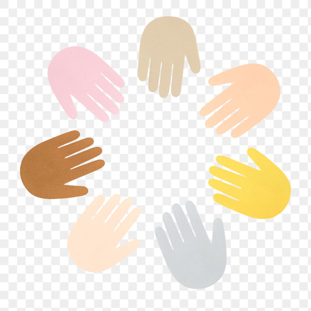 Unity hands collage element, colorful design