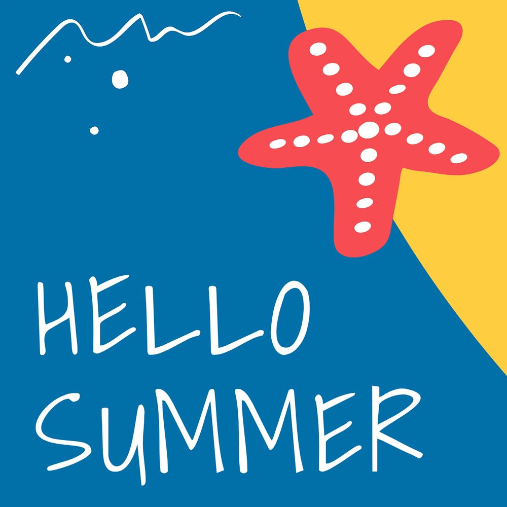 Hello Summer Instagram post template, editable carousel design