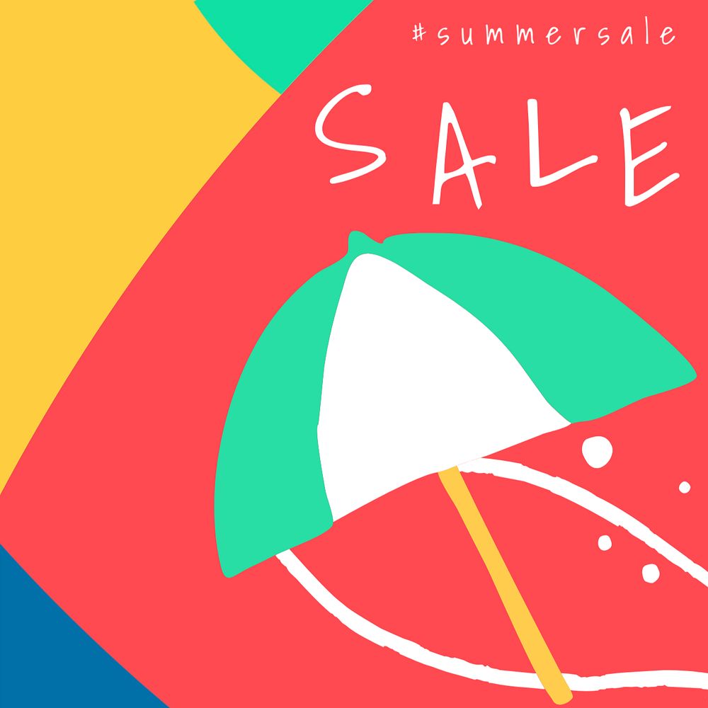 Beach umbrella Instagram ad template, editable carousel design