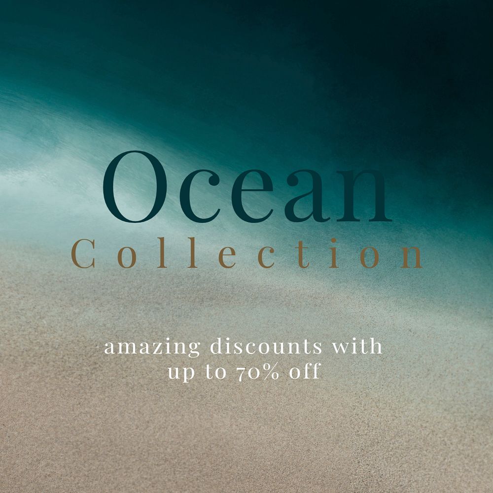 Watercolor ocean Instagram post template, editable dark aesthetic design