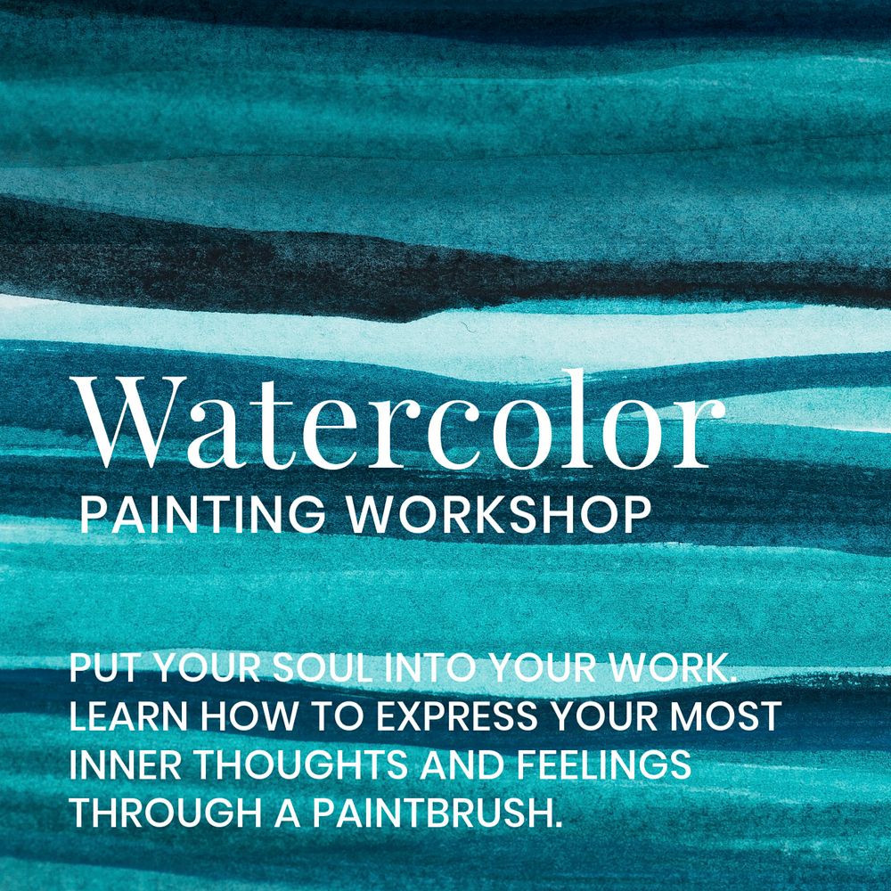 Art workshop Facebook post template, watercolor design