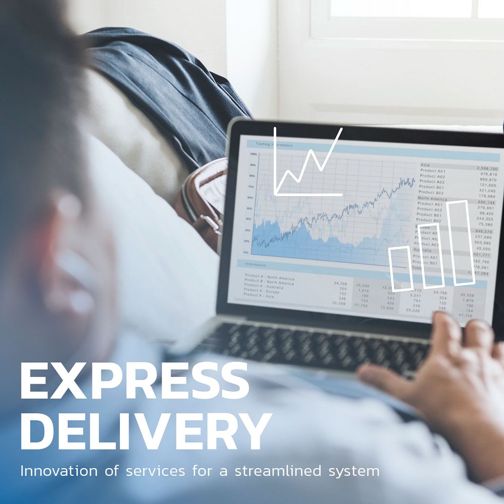 Express delivery Facebook ad template, customizable financial technology design