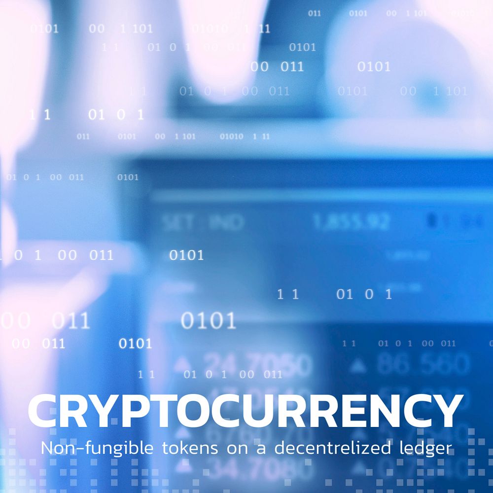 Cryptocurrency Facebook ad template, customizable financial technology design