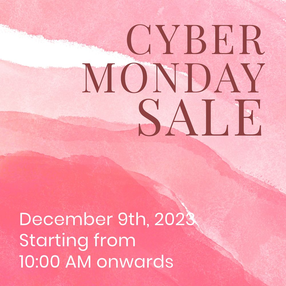 Cyber Monday Facebook ad template, watercolor design