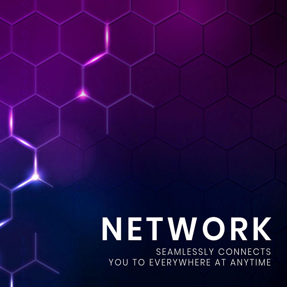 Network technology Instagram post template, editable digital hexagon design