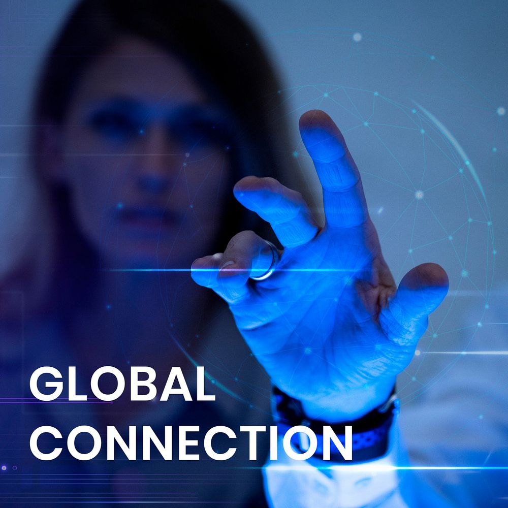 Global connection Instagram post template, editable technology design