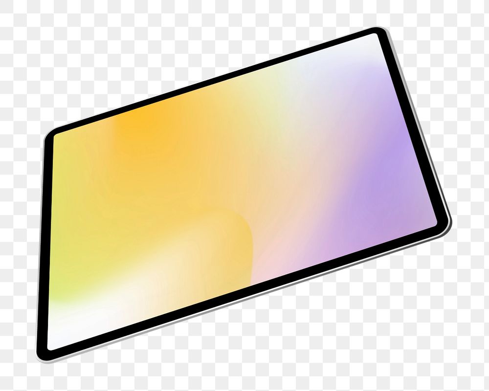 Tablet screen mockup element, customizable gradient design