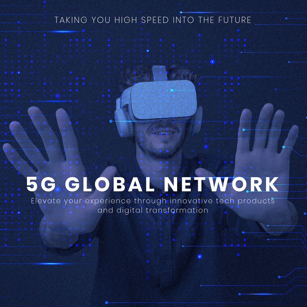 5G network Instagram post template, editable connection technology design