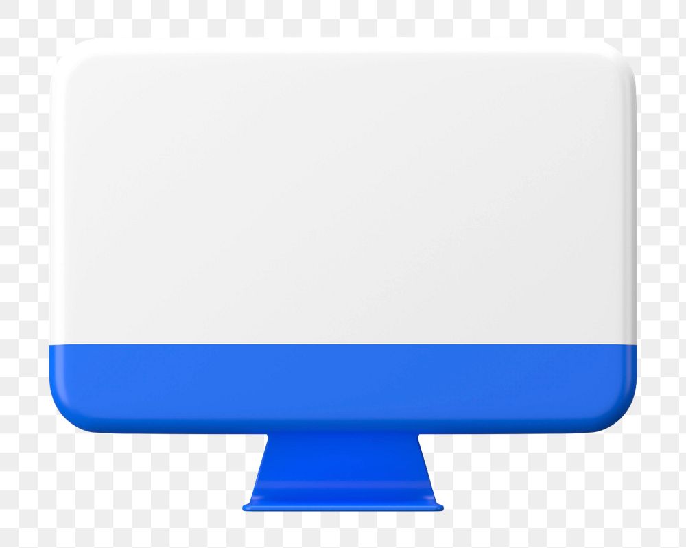 Blue 3D computer mockup element, editable screen