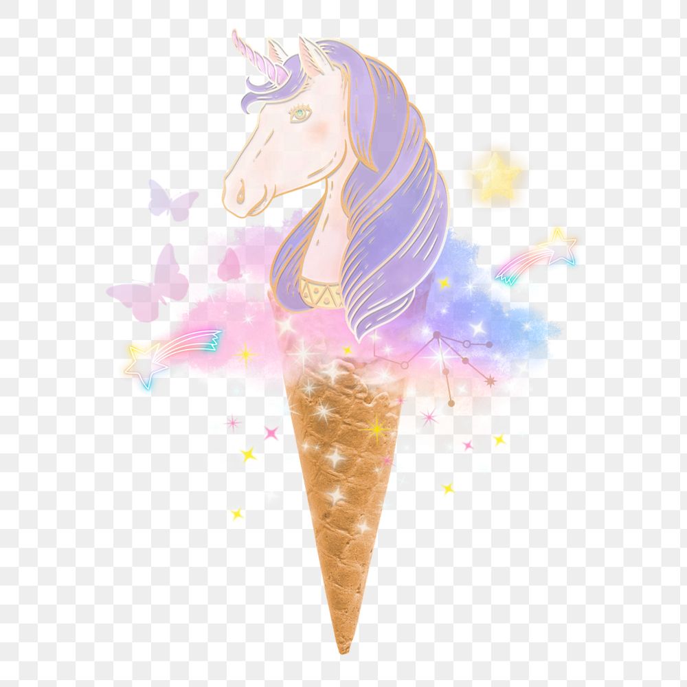 Unicorn ice-cream, aesthetic gradient sticker