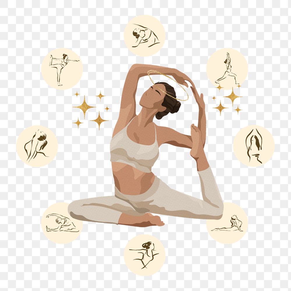 Yoga poses collage element, mindfulness design