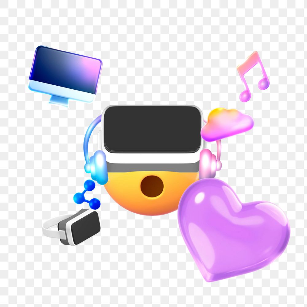 VR leaning  emoticon 3D sticker