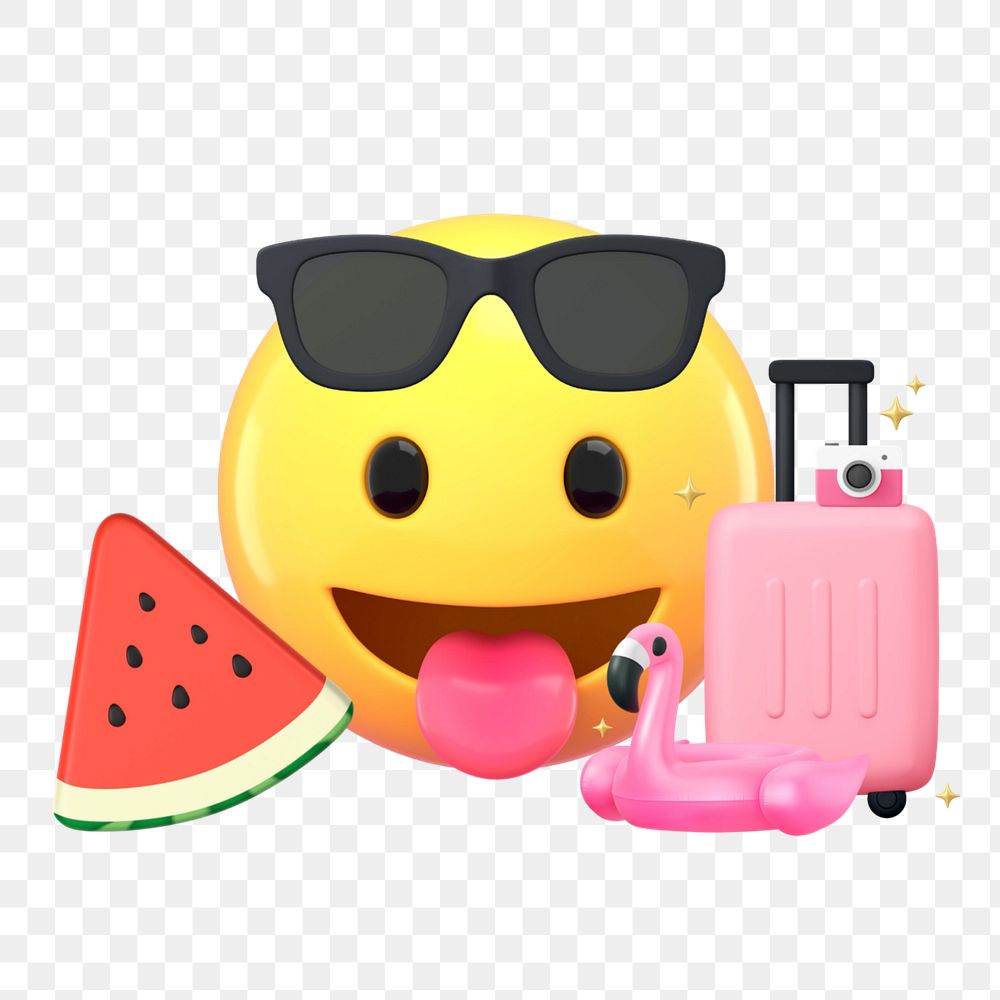 Summer travel emoticon 3D sticker