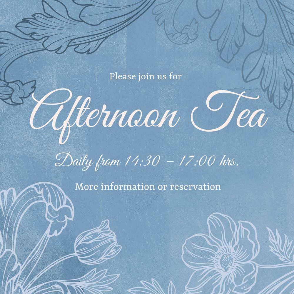 Afternoon tea Instagram post template, editable floral design