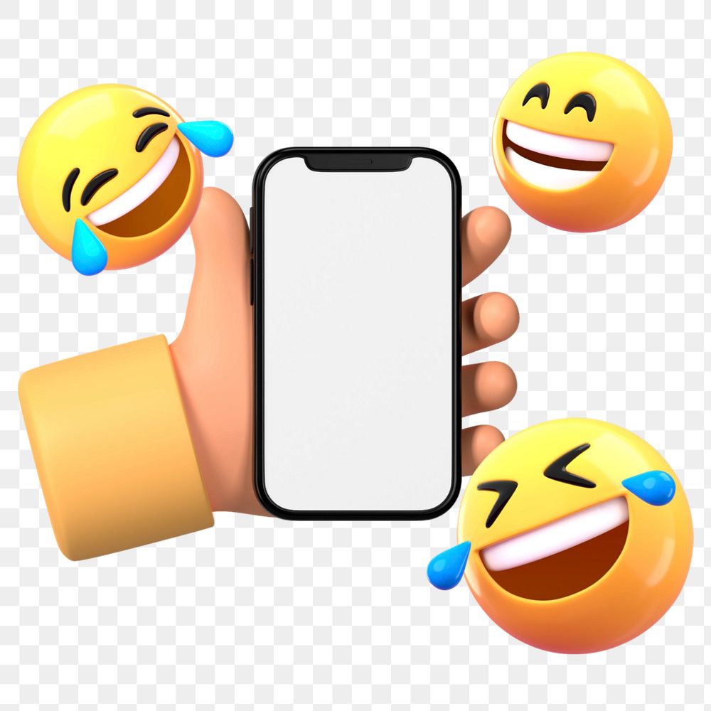 Happy emoticons, blank phone screen, editable design