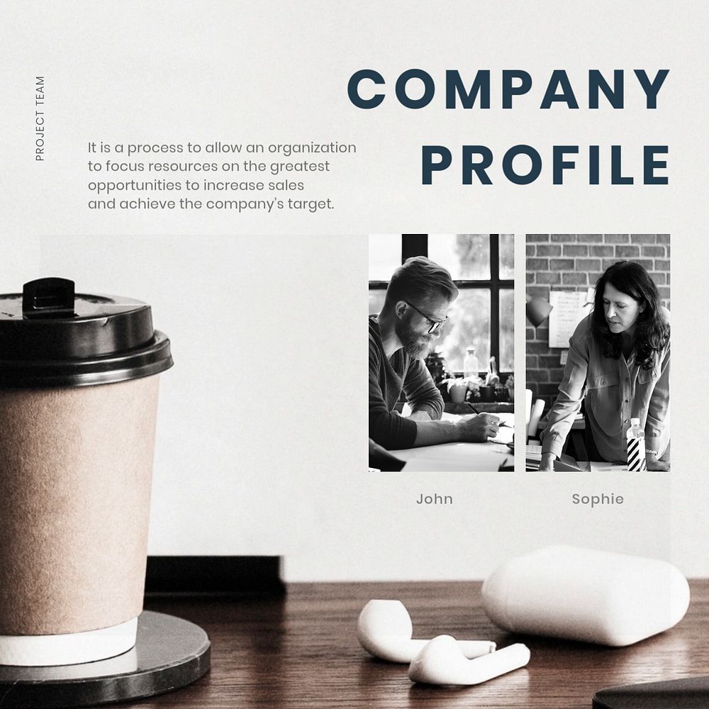 Company profile  Facebook post template, editable text