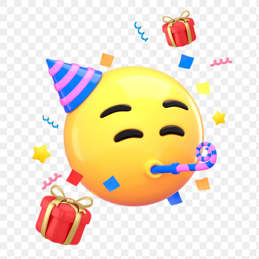 3D party emoticon element, editable birthday celebration remix illustration