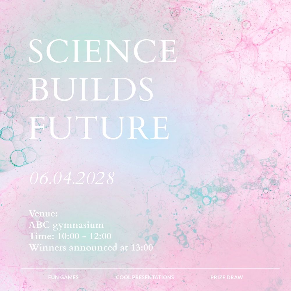 Science event Instagram post template, editable design