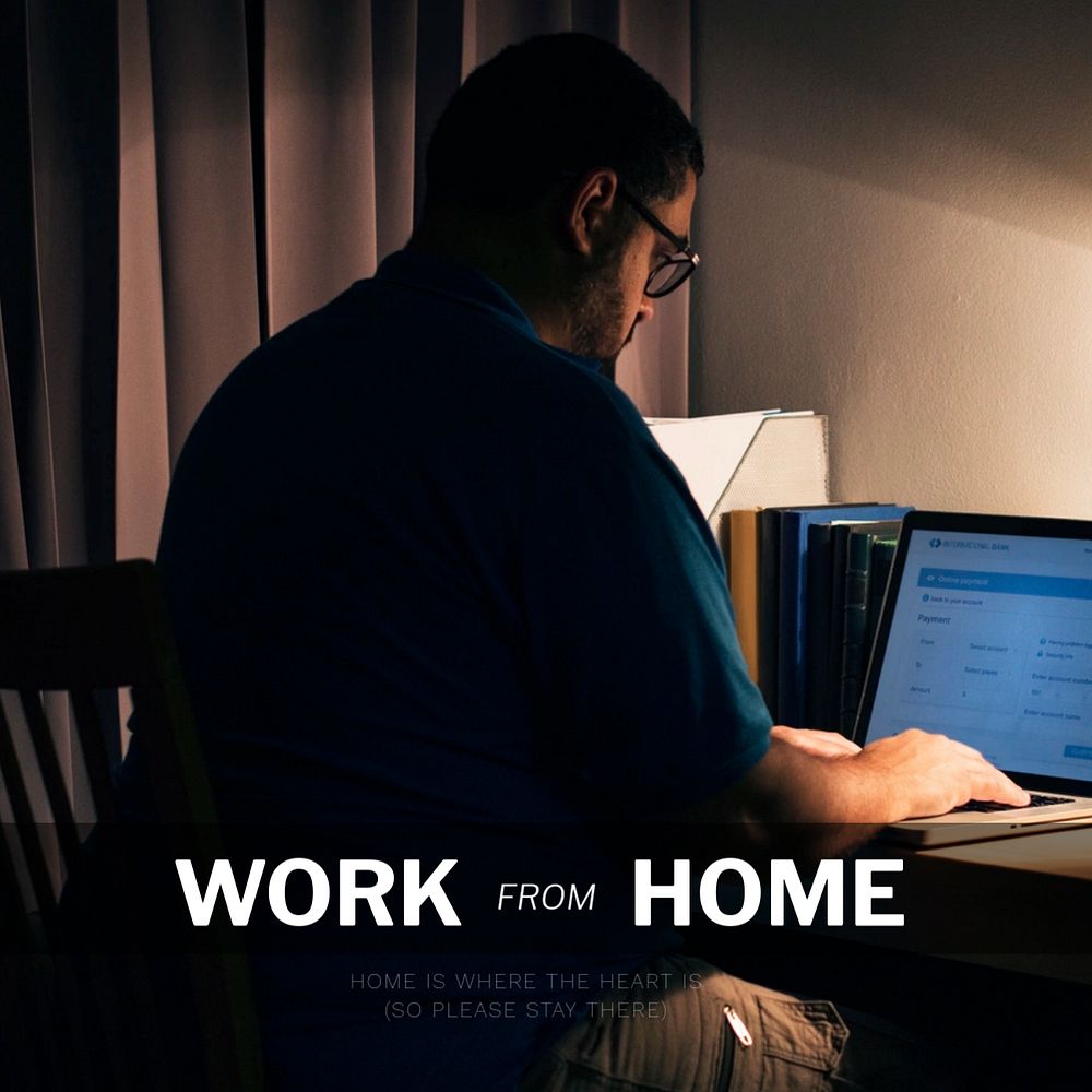 WFH man Instagram post template, editable design