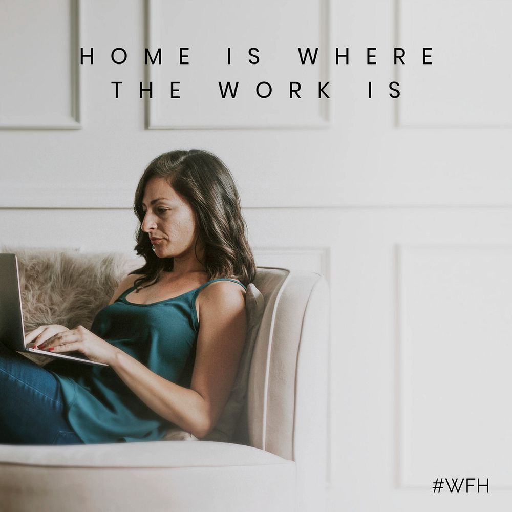 WFH woman Instagram post template, editable design