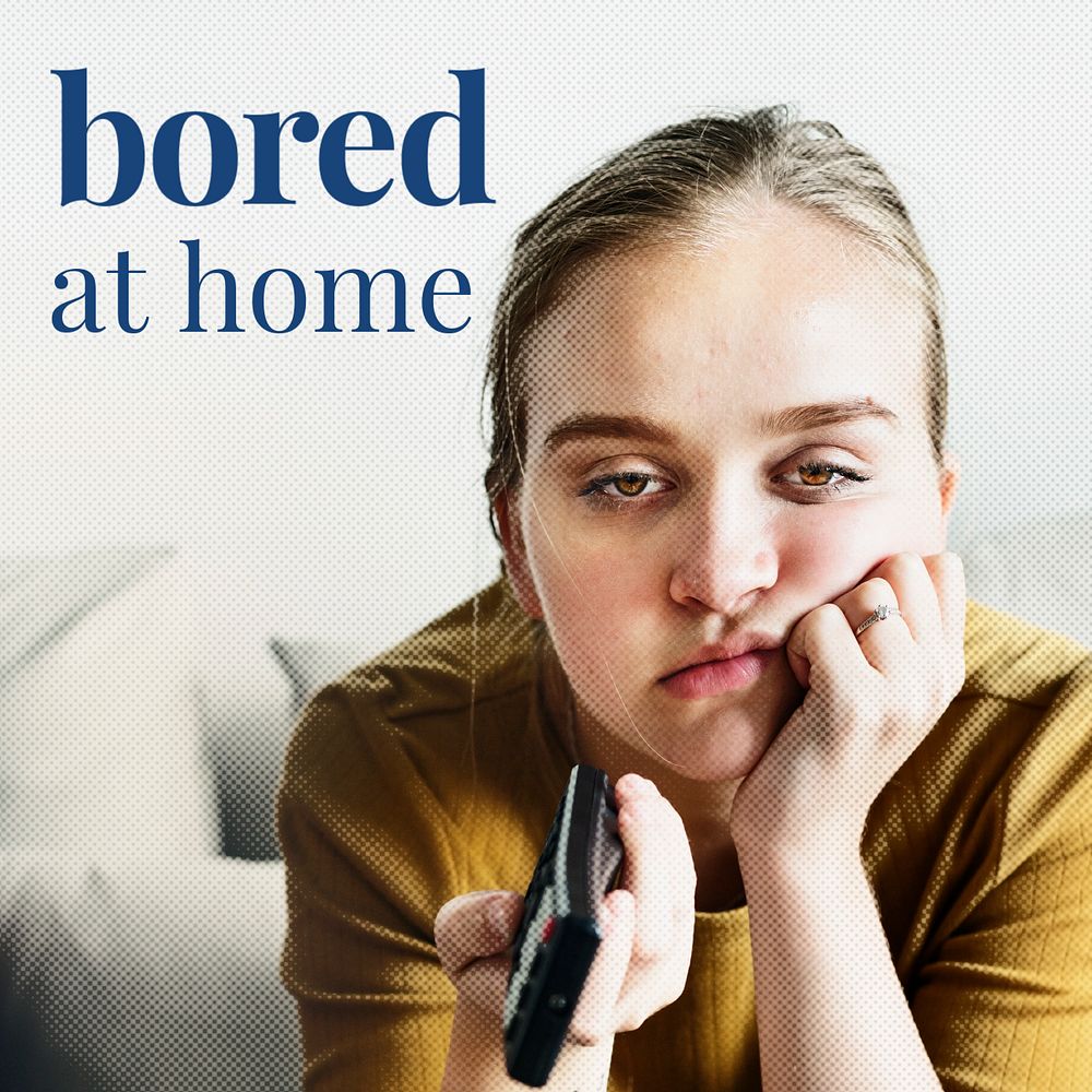 Bored woman Instagram post template, editable design