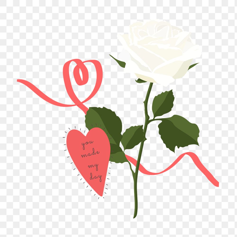 Valentine's white rose sticker, flower graphic, editable design