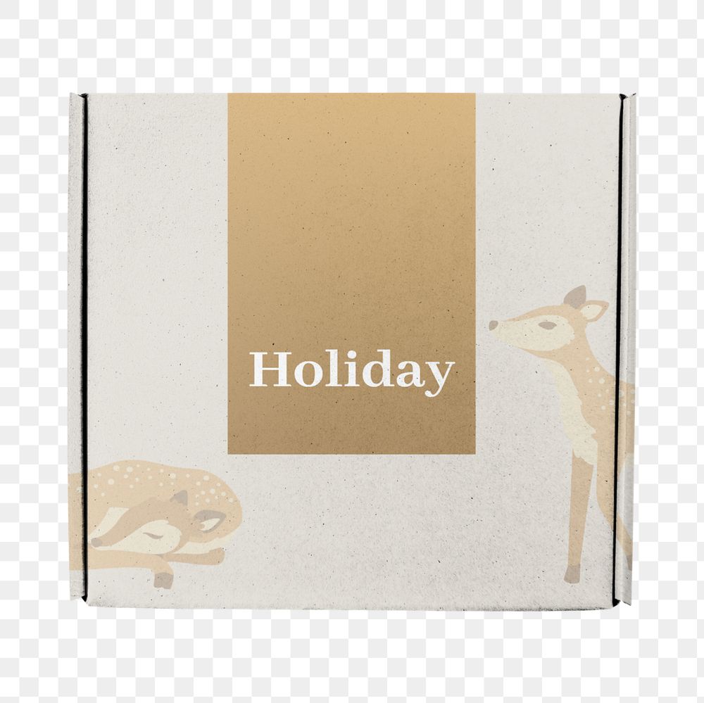 Holiday packaging box mockup element, customizable design