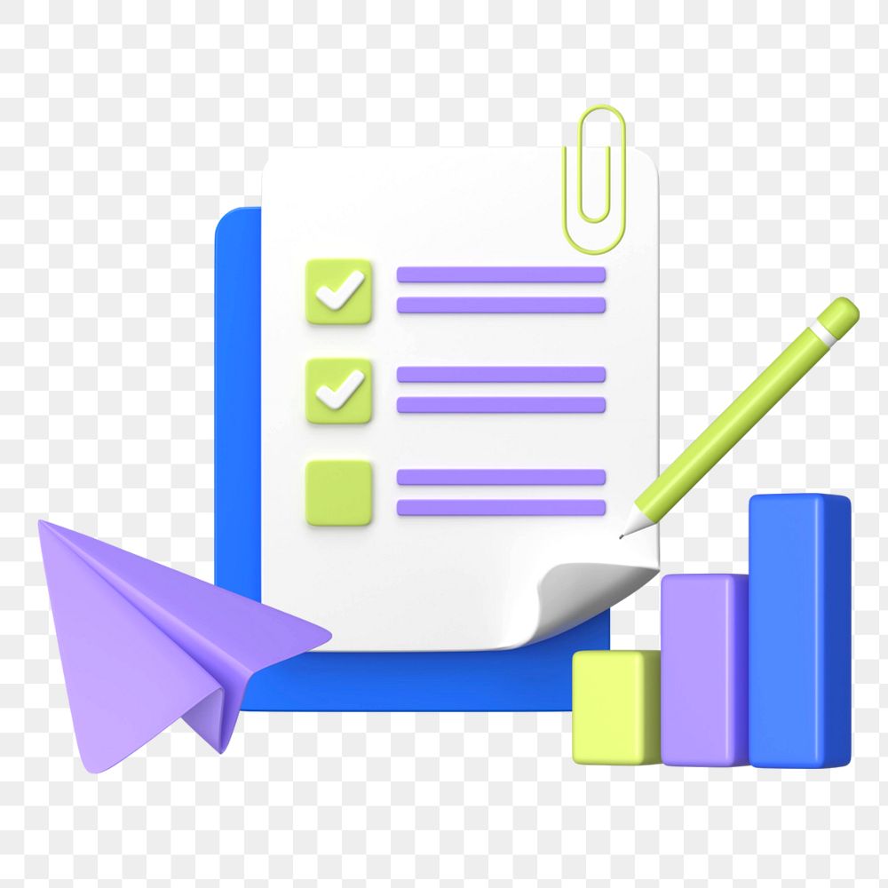 Task manager list 3D sticker, editable graphic remix element