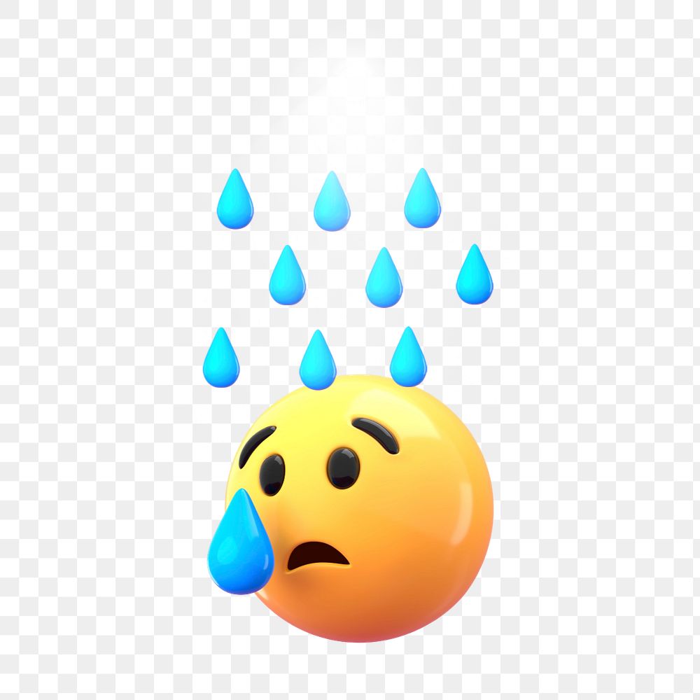 3D sad emoji sticker, crying emoticon